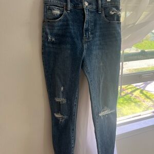 Abercrombie & Fitch Distressed Super Skinny Ankle High Rise